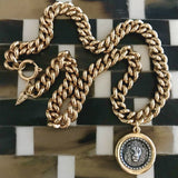 Bbeni gold miami Cuban link lion coin men’s necklace 