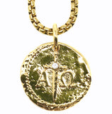 Bbeni alpha omega Greek Christian coin necklace 
