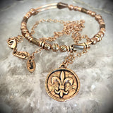 B.BéNI jewelry fleur de lis coin necklace and beaded bracelet