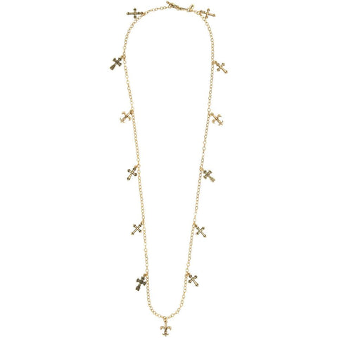 Ahava Long Gold Cross Charm Necklace