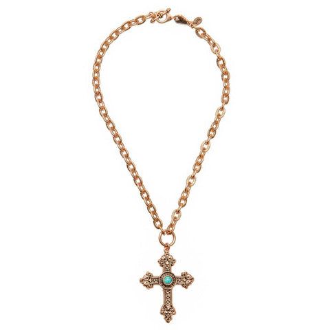Anastasia Large Gemstone Cross Necklace
