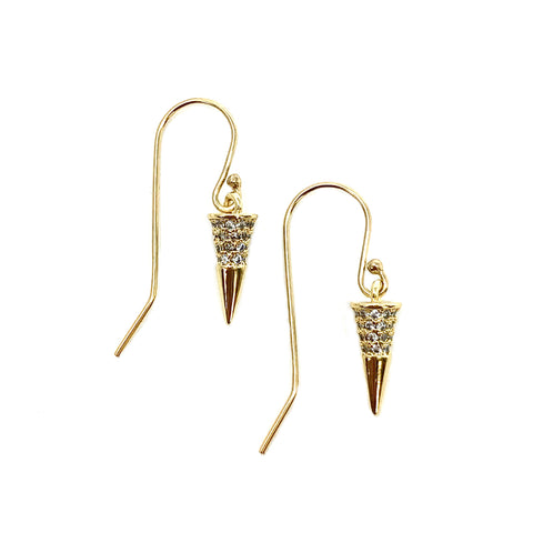 Gold Filled Pave Crystal Spike Dangle Earrings
