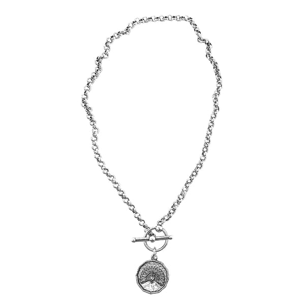 bbeni silver peacock coin necklace