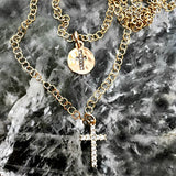 14k gold plated crystal cross necklace