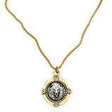 Lion coin in holder necklace
