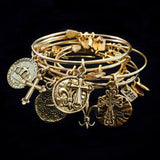 bbeni Christian gold cross charm expandable bracelet stack