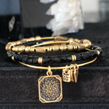 bbeni gold lotus flower adjustable expandable charm bracelet and beaded bracelets