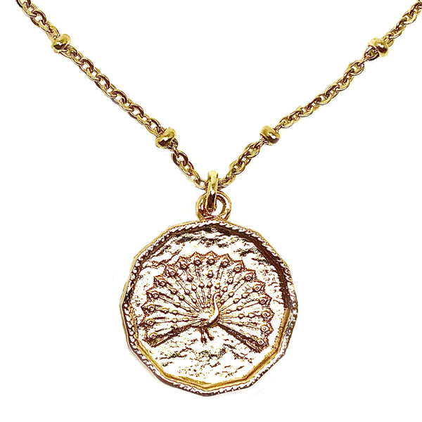 bbeni peacock coin necklace