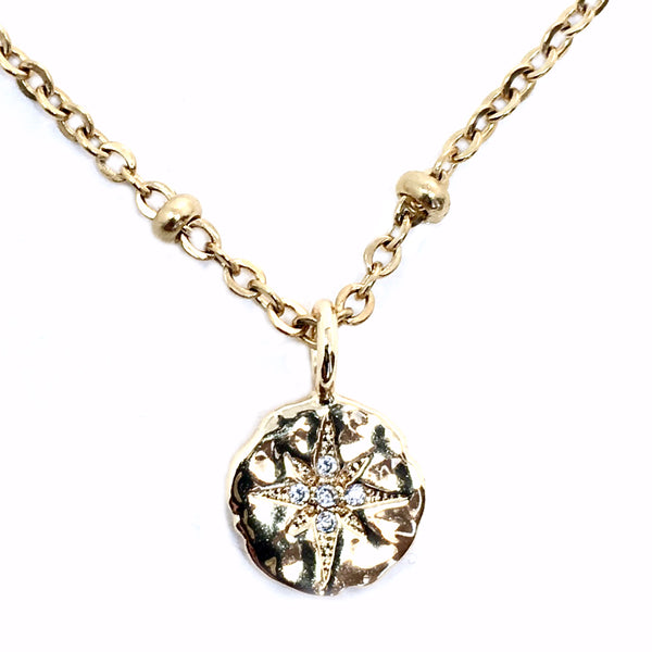 14k plated cz north star necklace