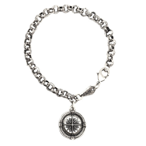 Guide Me Compass Coin Heavy Chain Bracelet