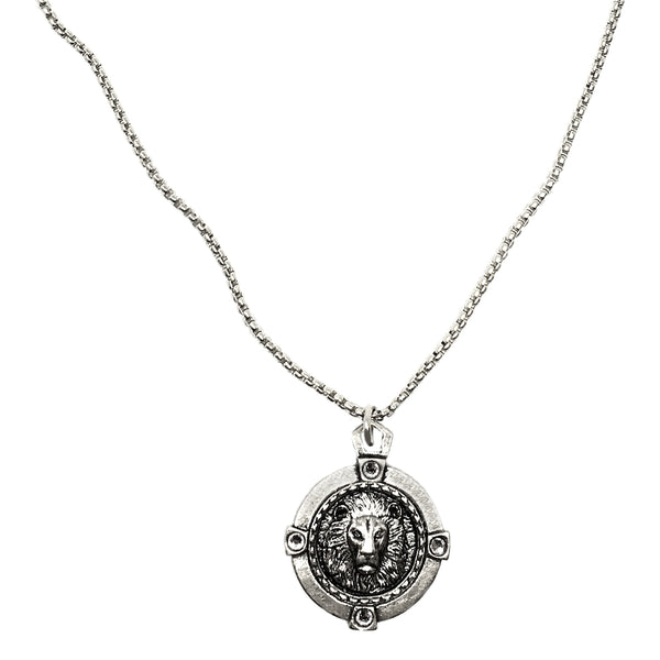 Lion Coin - Crystal Holder Necklace - 14K Gold, Sterling Silver. Shop! 20 Inches / Gold Coin - Silver Holder