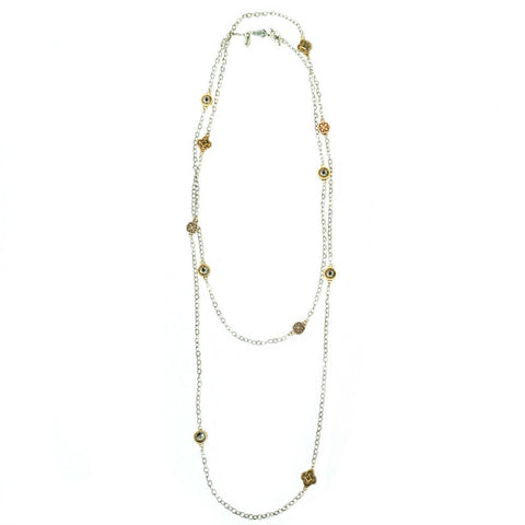 Giovanna Very long Silver, Gold & Rose Tri-Tone Necklace