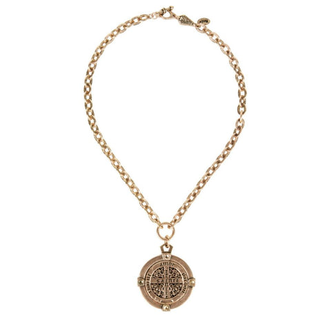 Maya Rose Gold French Cross Coin Necklace