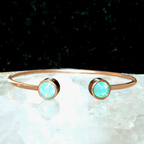 Pacific Blue Opal & Rose Gold Cuff Bracelet
