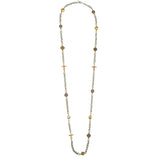 bbeni long tri-tone cable chain with crystal gemstones