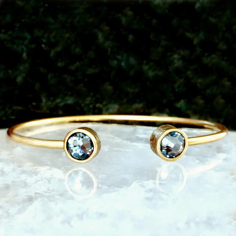 Silver Night Crystal & Rose Gold Cuff Bracelet