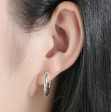 Sterling Silver CZ Crystal Small Hoop Earrings